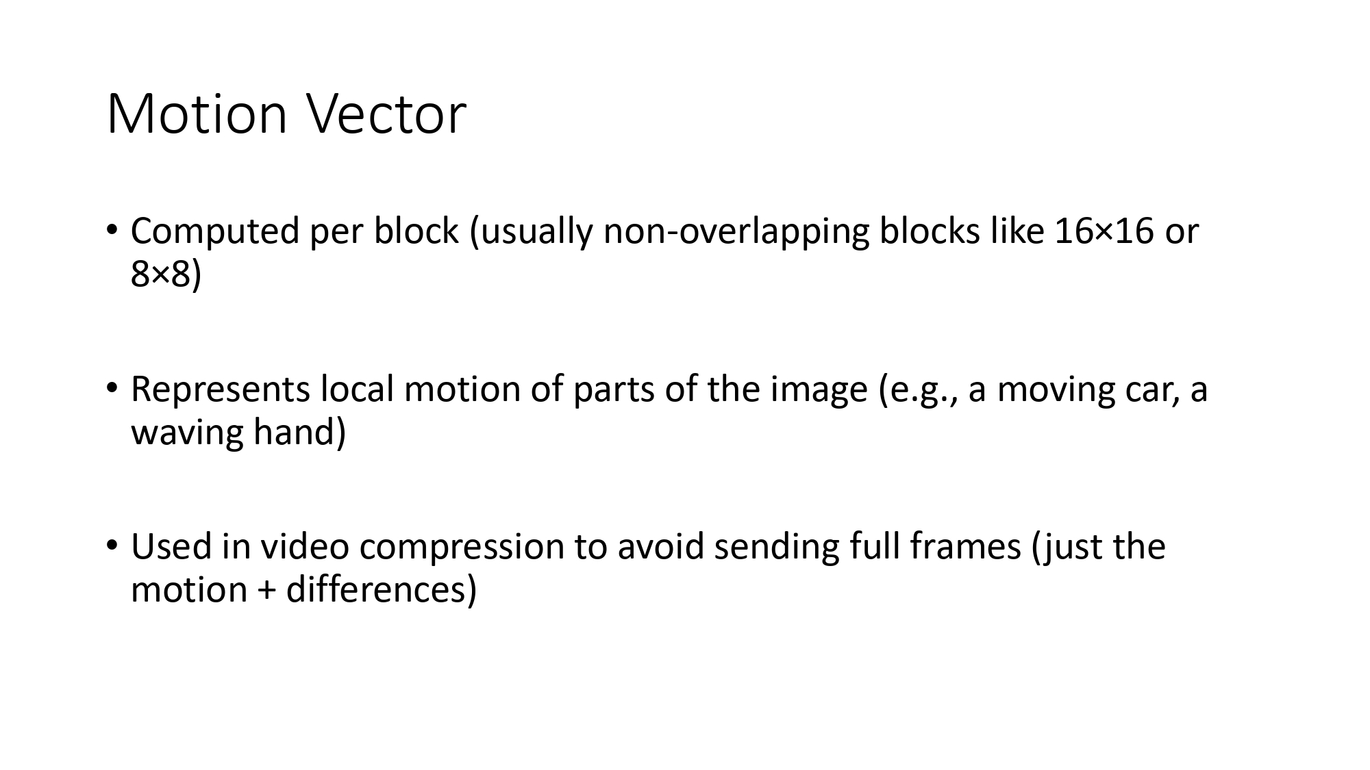 Motion Vector Computation